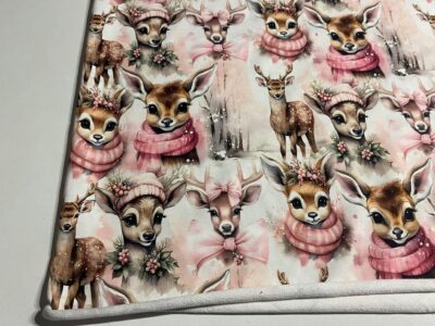 teplákovina elastická, s digitálním potiskem (vzor srnečky)